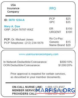 Realistic USA health insurance card template